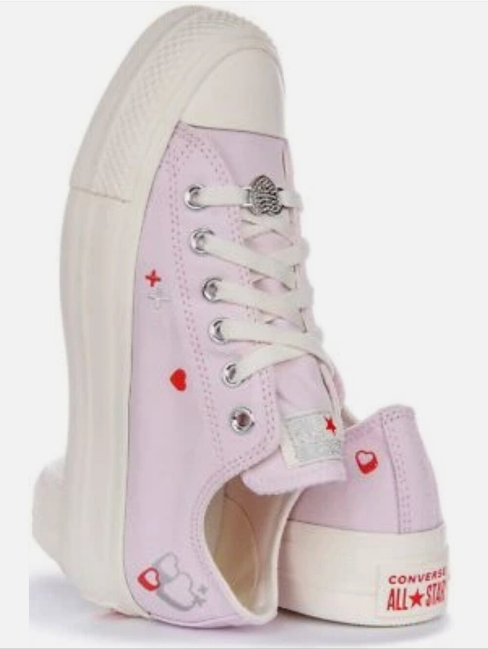 Converse All Star Lift Platform Lilac Heart Low-Top Sneakers Limited Edition
